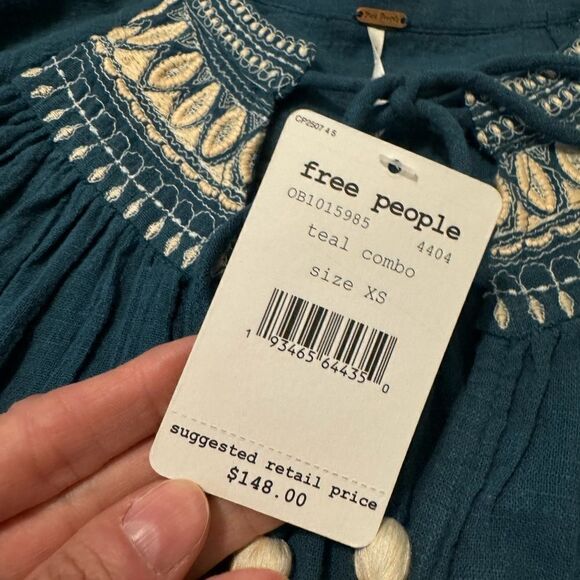 NWT Free People Dreamweaver Tiered Embroidered Boho 3/4 Sleeve Tunic Size XS - Picture 6 of 11